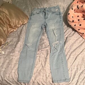 Stylish Light Blue Straight Leg Jeans